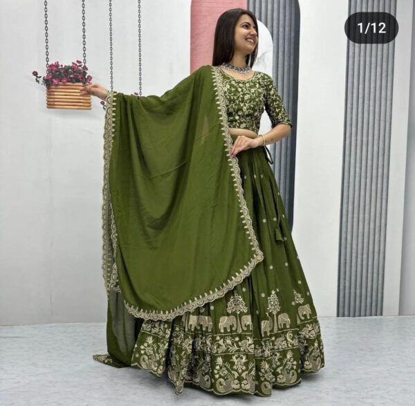 Fancy satin silk saree with separate designer blouse - Image 3